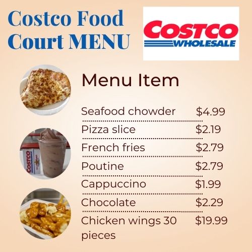 Costco Food Court Menu in Canada With Prices