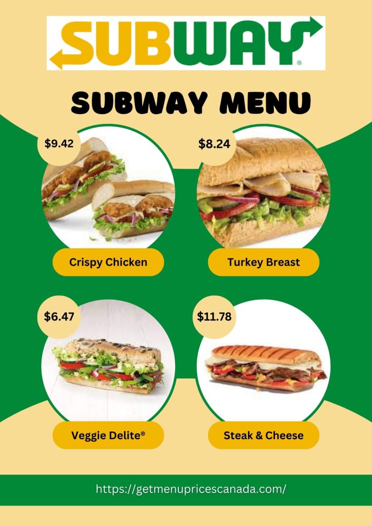 Subway Menu In Canada With Prices