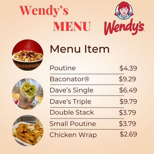 Wendy's Menu Canada With Prices