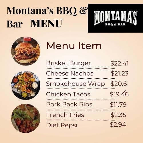 Montana’s BBQ & Bar Menu Canada With Prices  