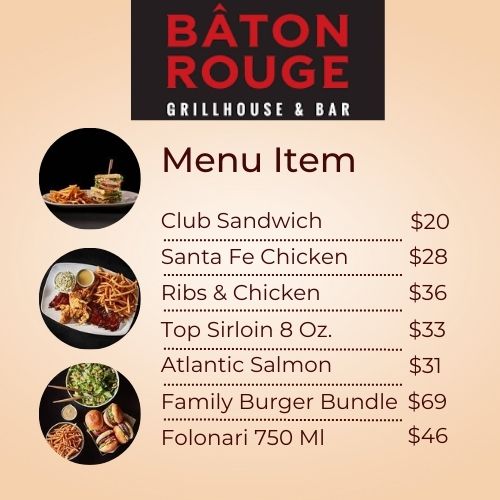 Baton Rouge Menu In Canada With Prices 2024