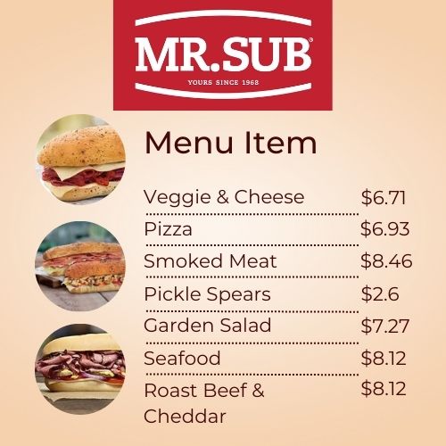 Mr. Sub Menu In Canada With Prices 2024